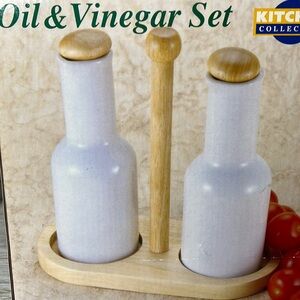 Oil & Vinegar Set with wood stand